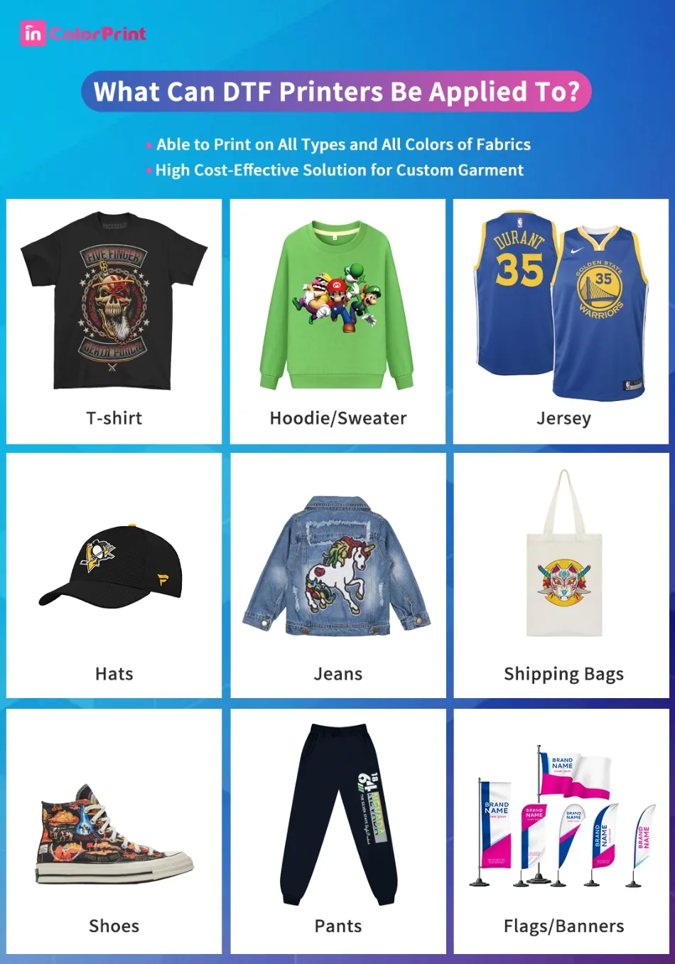 What can DTF Printer Applied to?